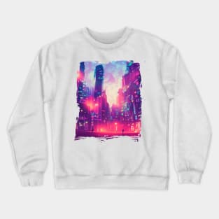 Cool Japanese Neon City Crewneck Sweatshirt